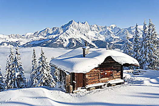 山区木屋,正面,萨尔茨堡,奥地利,欧洲