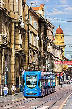 有轨电车,街上,萨格勒布,克罗地亚
