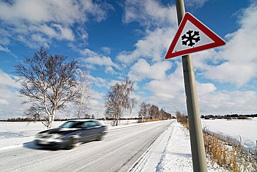 积雪,道路,光滑