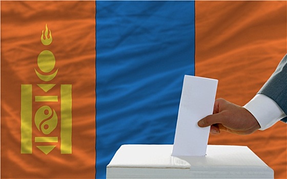 男人,投票,选举,蒙古,正面,旗帜