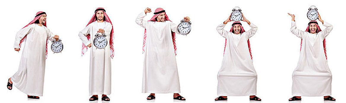 阿拉伯人,时间,概念,白色背景