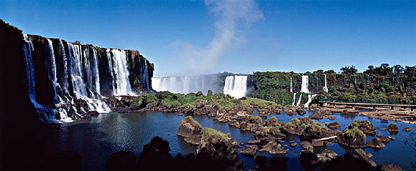 伊瓜苏,巴西,俯拍,瀑布