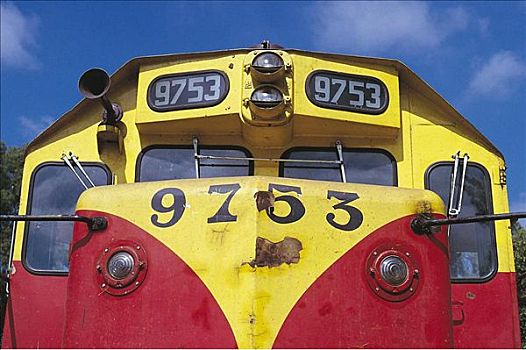 红色,黄色,引擎,列车,云,蓝天,阿根廷,南美
