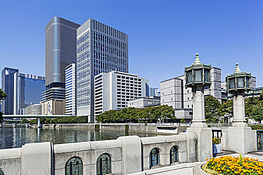 日本,本州,关西,大阪,桥,商务中心,高层建筑,节日,声音,岸边