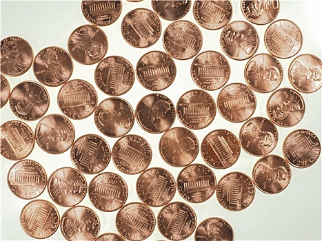 美元,硬币,1分,小麦,便士,分币