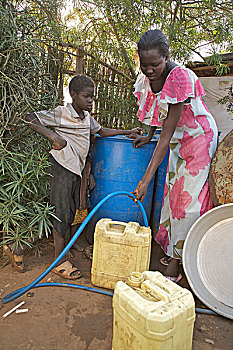 女孩,母亲,销售,水,朱巴,南,苏丹,苏丹人,白天,商务,十二月,2008年