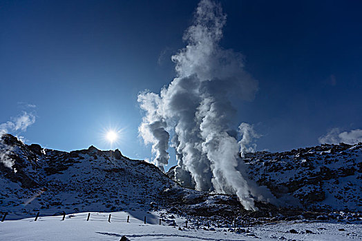 山,冬天,北海道,日本