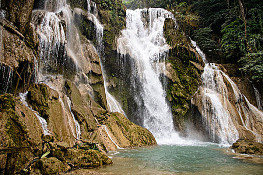 老挝,琅勃拉邦,瀑布,大幅,尺寸