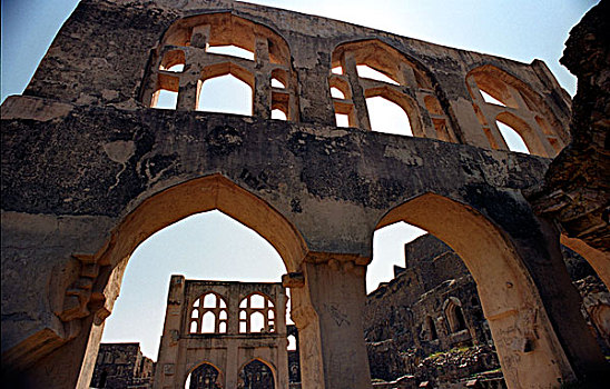 壮观,堡垒,海得拉巴,古老,16世纪,最大,要塞,高原,印度,安得拉邦,八月,2006年