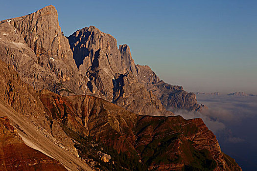 白云岩,山,顶端,落日,云,帕拉,意大利
