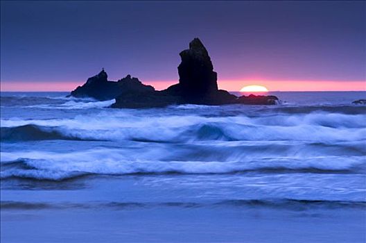 石头,独块巨石,岩石构造,坎农海滩,俄勒冈,美国,北美