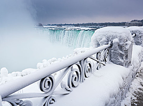 马蹄铁瀑布,尼亚加拉瀑布,冬天,景色,安大略省,加拿大