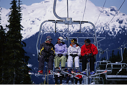 滑雪者,空中缆椅,不列颠哥伦比亚省,加拿大