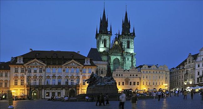 夜晚,布拉格,历史名城,中心,捷克共和国,欧洲