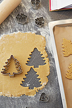 圣诞树,抠像,奶油甜酥饼,糕点,切割器具