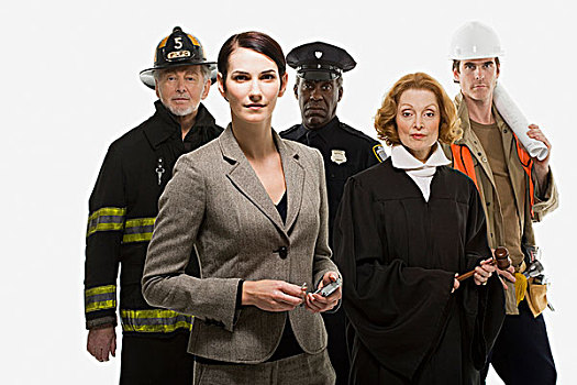 消防员,警察,法官,建筑工人,职业女性