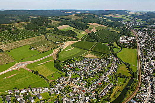 航拍,高速公路,靠近,北莱茵威斯特伐利亚,德国,欧洲