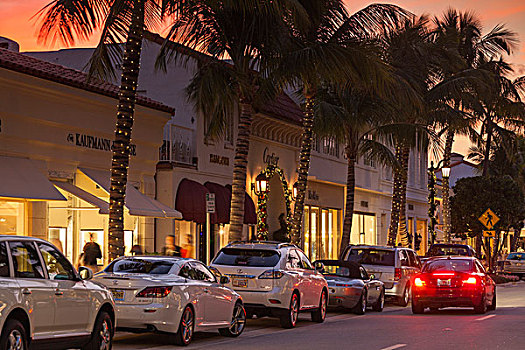 美国,佛罗里达,棕榈海滩,价值,道路,黃昏