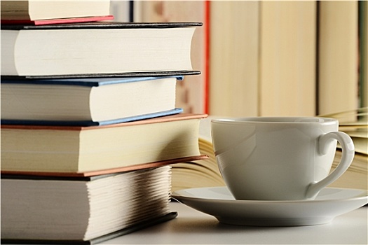 构图,书本,咖啡杯
