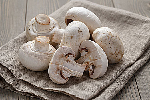 新鲜,白色,洋蘑菇,木桌,乡村,风格,照片