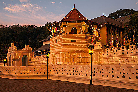 庙宇,神圣,牙齿,古物,夜光,康提,中央省,斯里兰卡,亚洲