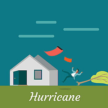 飓风,破坏,房子,杀戮,男人,自然灾害,致命,风,靠近,遗址,损坏,乡村,屋舍,灾祸,矢量,插画