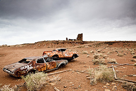 残骸,汽车,荒漠景观,亚利桑那,美国