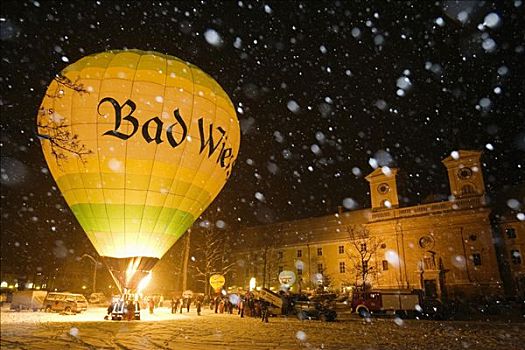 热气球,夜晚,节日,城堡,上巴伐利亚,德国,欧洲