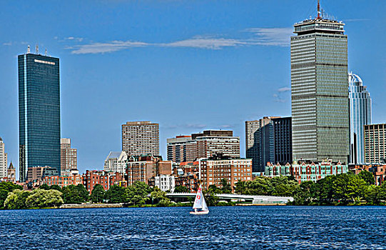 查尔斯河,航行,河,波士顿,剑桥
