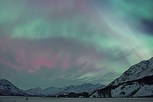 活力,展示,北极光,北方,天空,彩虹,彩色,上方,兰格尔山,夜晚,十一月,2004年,晚上