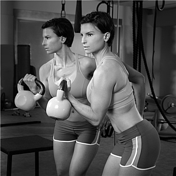 健身,举起,女人,镜子,锻炼