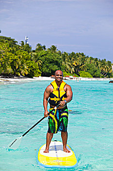 马尔代夫,环礁,岛屿,一个,男人,享受