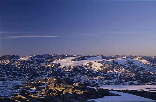 风景,尤通黑门山,冰河,顶峰,挪威