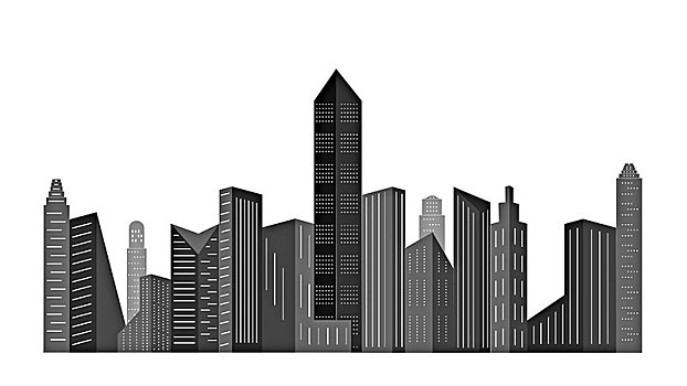 城市建筑群插画剪影