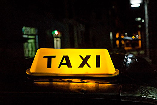 光亮,出租车,标识,哈瓦那,古巴