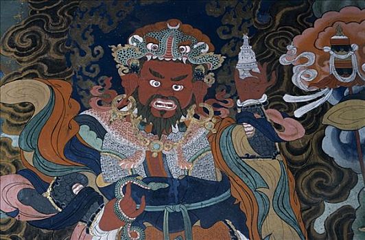 佛教,防护,神,帕罗宗,不丹,亚洲艺术