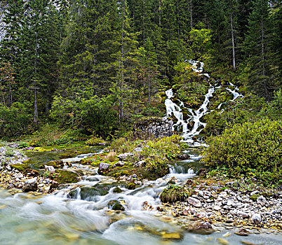 瀑布,山谷,奥地利,九月,大幅,尺寸