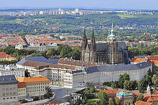 风景,布拉格城堡,大教堂,塔,捷克共和国