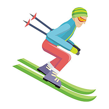 滑雪,隔绝,白色背景,人,矢量,风格,设计,冬天,娱乐,冬季运动,活动,障碍滑雪,运动,比赛,运动员,下坡,极限,速度