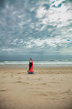 海滩美女背景瑜伽