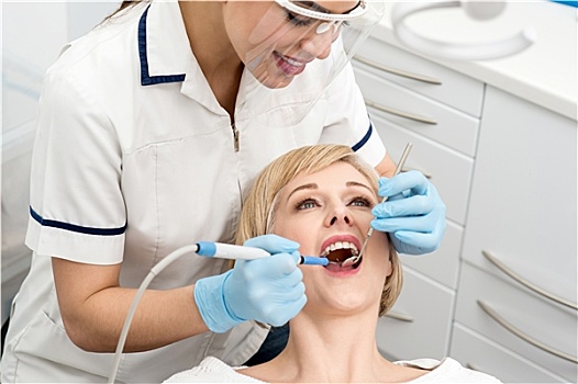女性,牙医,检查,牙齿,病人