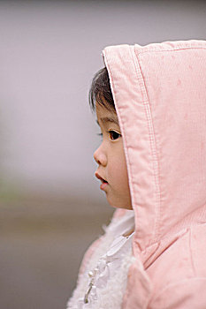 美国,侧面,女孩,2-3岁,粉色,外套