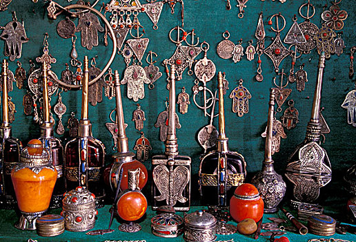 摩洛哥,传统,饰品,琥珀色,盒子,瓶子