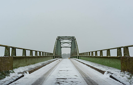 钢铁,桥,雪,冬天,白天,荷兰