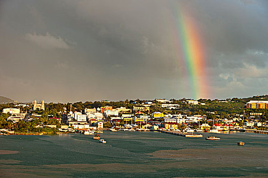 彩虹,上方,城镇,加勒比岛屿,安提瓜岛,西印度群岛