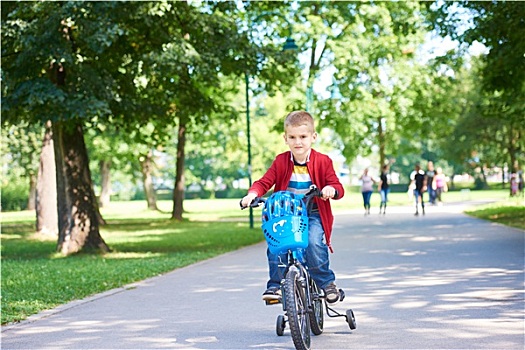 男孩,自行车,公园
