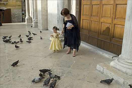 母子,鸽子,正面,大教堂,阿普利亚区,意大利南部,欧洲