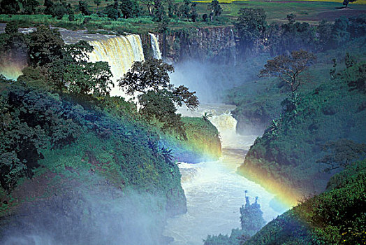非洲,埃塞俄比亚,蓝色,尼罗河,瀑布,靠近,湖