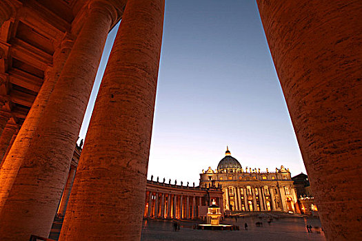 光亮,大教堂,夜晚,梵蒂冈城,罗马,意大利,欧洲