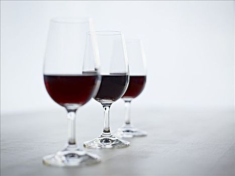 静物,三个,玻璃杯,红酒